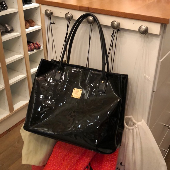 Download Mcm Bags Mcm Glossy Black Tote Poshmark